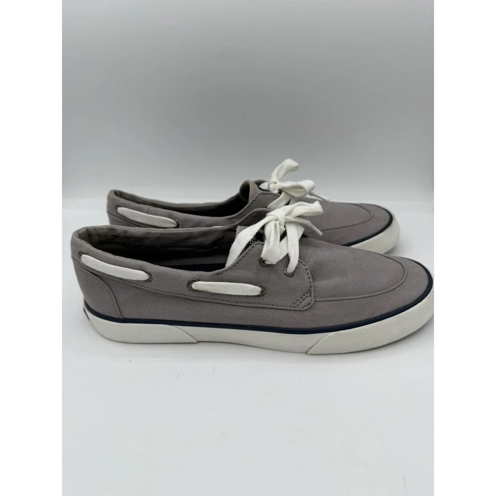 Sperry Top Slider Women's Boating Casual Canvas Grey Slip On Shoes Size 9.5